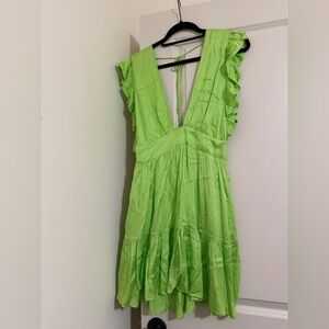 Chic Lime Green Ruffle Mini Dress